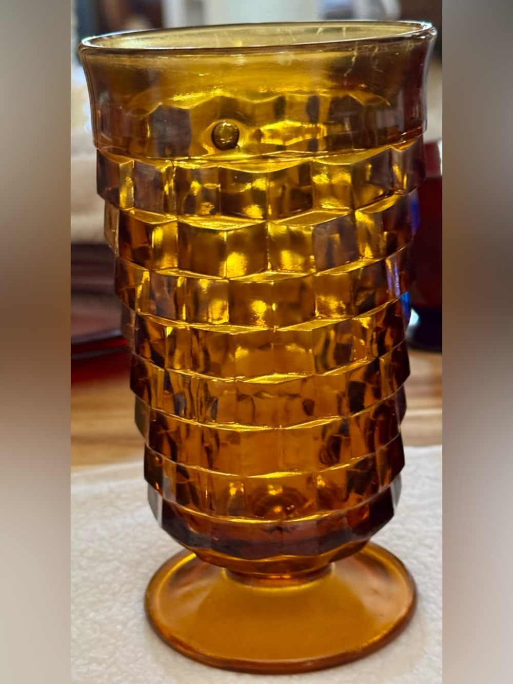 Indiana Glass Stacked Cube Amber Textured Tumbler - Picture 4 of 4